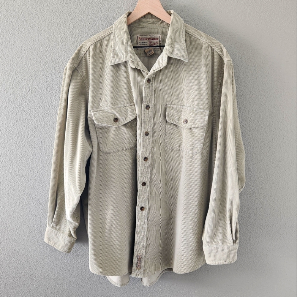 Abercrombie & Fitch Tan Corduroy Shirt Shacket Men's XL Women's Oversized Fall